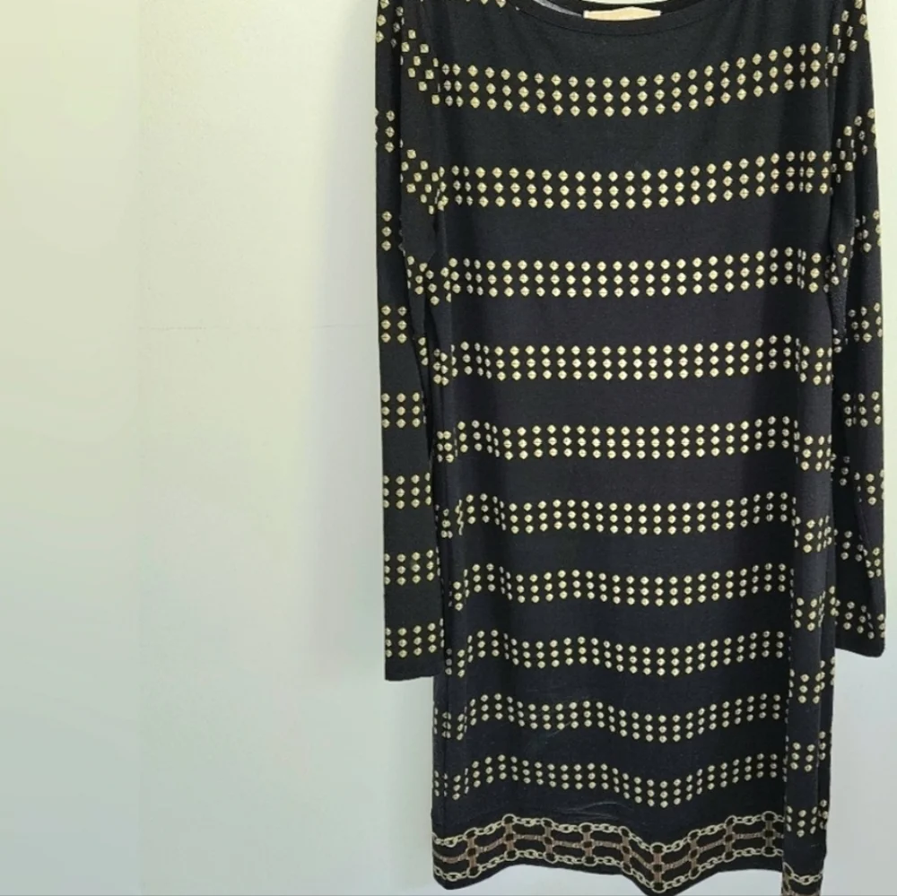 Michael Kors Dress Black Gold Stud Sheath